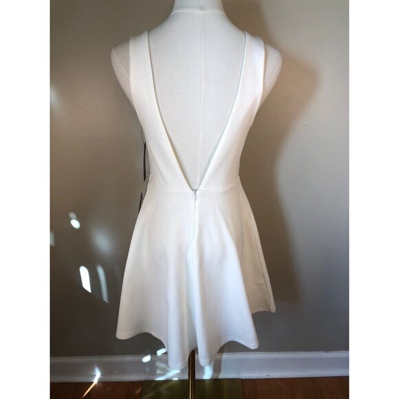 NWT Lulus Promise White Lace Mesh Cutout Mini Skater Dress Size M